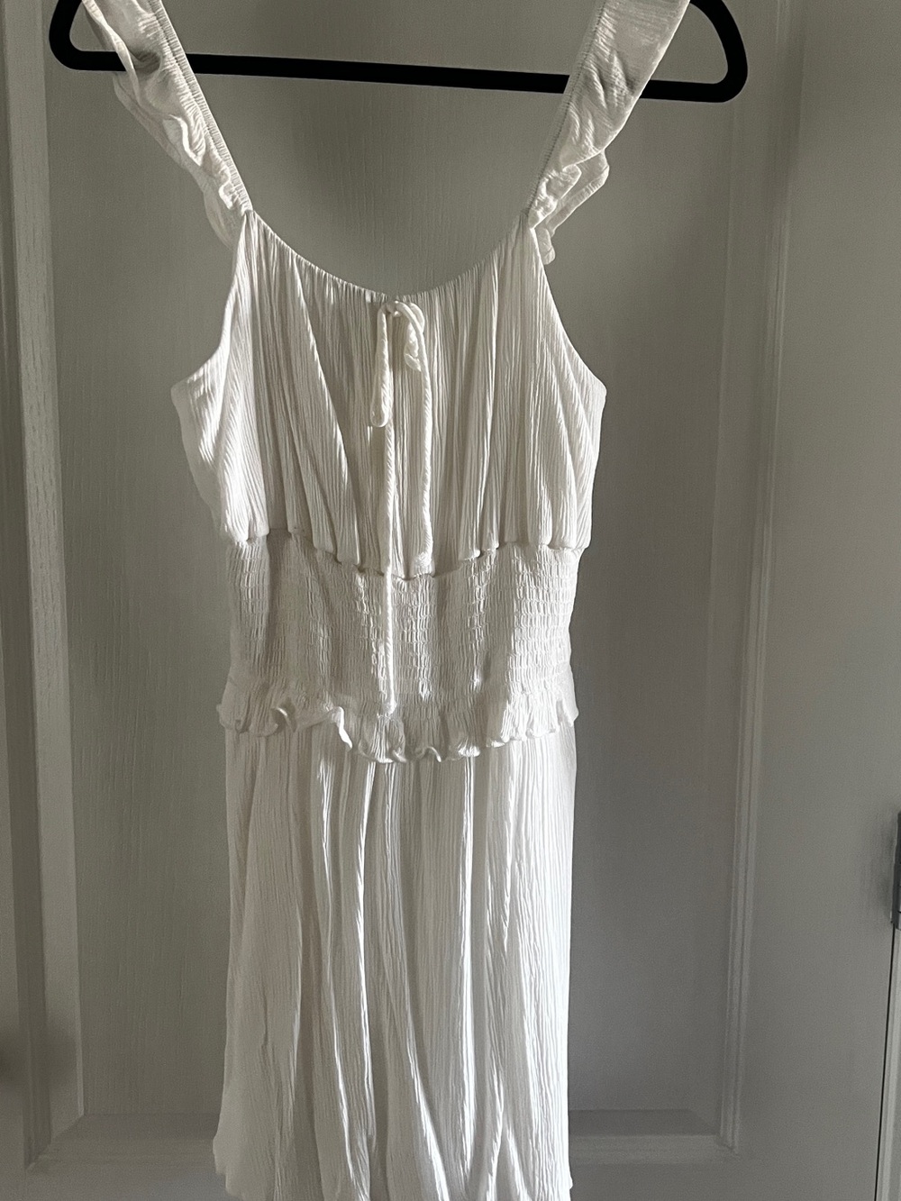 Altar'd State Creamy white Textured Tie-Front Peasant Top